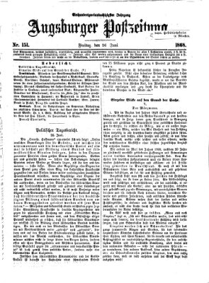 Augsburger Postzeitung Freitag 26. Juni 1868