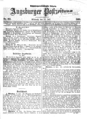 Augsburger Postzeitung Mittwoch 15. Juli 1868