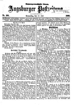 Augsburger Postzeitung Donnerstag 16. Juli 1868