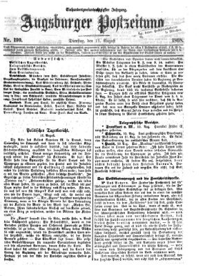 Augsburger Postzeitung Dienstag 11. August 1868