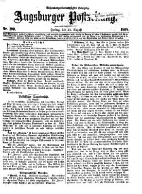 Augsburger Postzeitung Freitag 21. August 1868