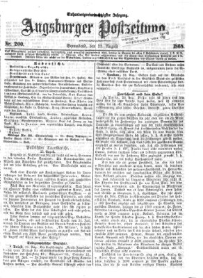 Augsburger Postzeitung Samstag 22. August 1868