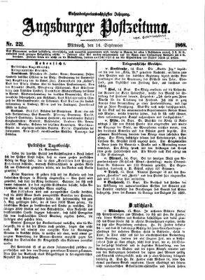 Augsburger Postzeitung Mittwoch 16. September 1868