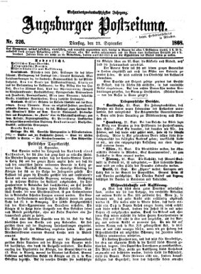 Augsburger Postzeitung Dienstag 22. September 1868