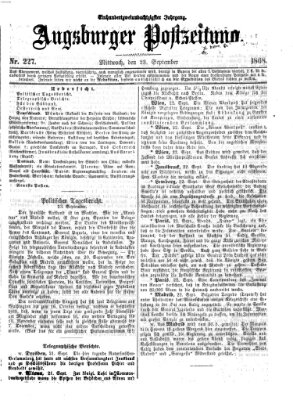 Augsburger Postzeitung Mittwoch 23. September 1868