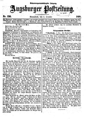 Augsburger Postzeitung Samstag 3. Oktober 1868