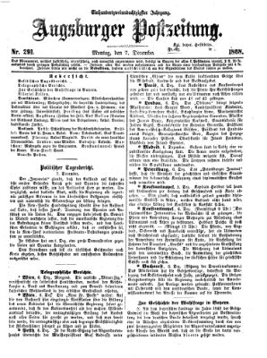 Augsburger Postzeitung Montag 7. Dezember 1868