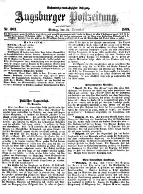 Augsburger Postzeitung Montag 21. Dezember 1868