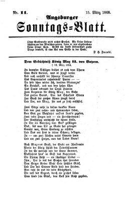 Augsburger Sonntagsblatt (Augsburger Postzeitung) Sonntag 15. März 1868