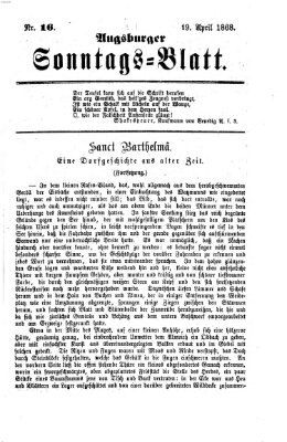 Augsburger Sonntagsblatt (Augsburger Postzeitung) Sonntag 19. April 1868