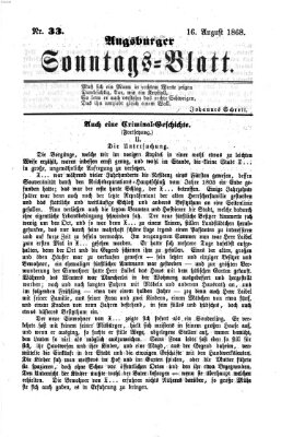 Augsburger Sonntagsblatt (Augsburger Postzeitung) Sonntag 16. August 1868