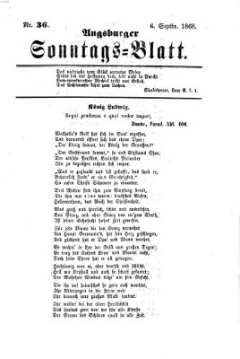 Augsburger Sonntagsblatt (Augsburger Postzeitung) Sonntag 6. September 1868