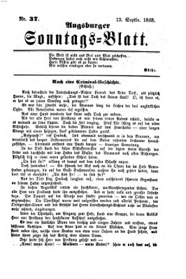 Augsburger Sonntagsblatt (Augsburger Postzeitung) Sonntag 13. September 1868