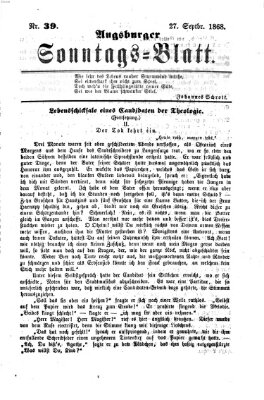 Augsburger Sonntagsblatt (Augsburger Postzeitung) Sonntag 27. September 1868