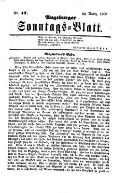 Augsburger Sonntagsblatt (Augsburger Postzeitung) Sonntag 22. November 1868