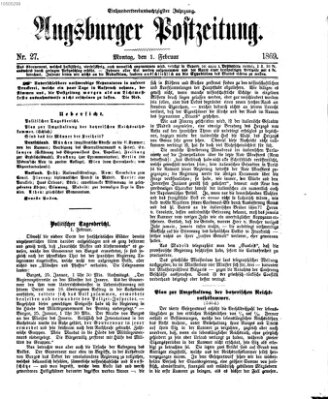 Augsburger Postzeitung Montag 1. Februar 1869