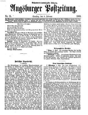 Augsburger Postzeitung Samstag 6. Februar 1869