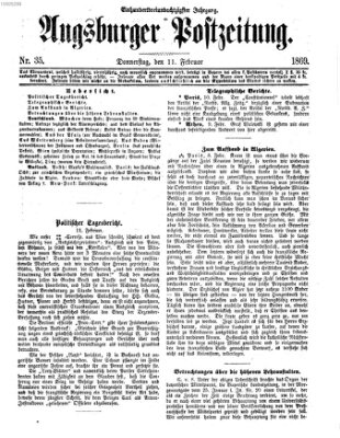 Augsburger Postzeitung Donnerstag 11. Februar 1869