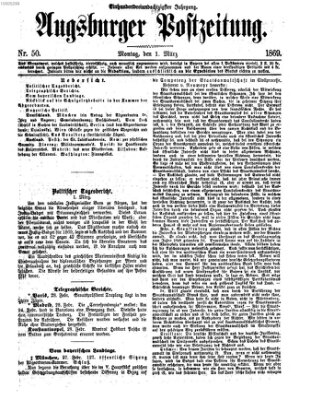 Augsburger Postzeitung Montag 1. März 1869