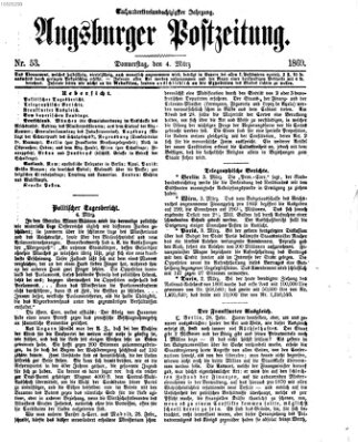 Augsburger Postzeitung Donnerstag 4. März 1869