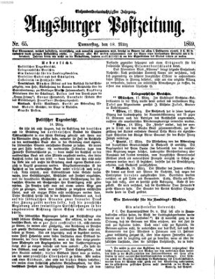 Augsburger Postzeitung Donnerstag 18. März 1869