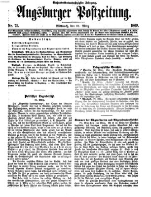 Augsburger Postzeitung Mittwoch 31. März 1869