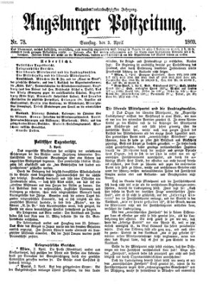 Augsburger Postzeitung Samstag 3. April 1869