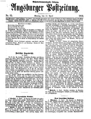 Augsburger Postzeitung Montag 12. April 1869