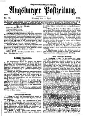 Augsburger Postzeitung Mittwoch 14. April 1869