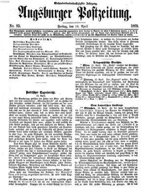 Augsburger Postzeitung Freitag 16. April 1869