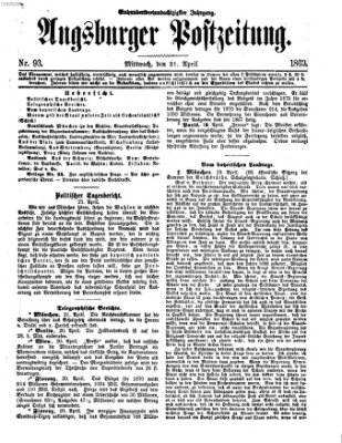 Augsburger Postzeitung Mittwoch 21. April 1869