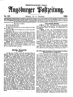 Augsburger Postzeitung Dienstag 14. September 1869