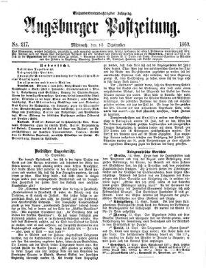 Augsburger Postzeitung Mittwoch 15. September 1869