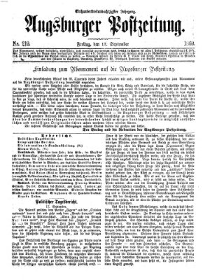 Augsburger Postzeitung Freitag 17. September 1869