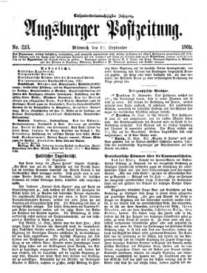 Augsburger Postzeitung Mittwoch 22. September 1869