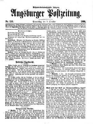 Augsburger Postzeitung Donnerstag 7. Oktober 1869