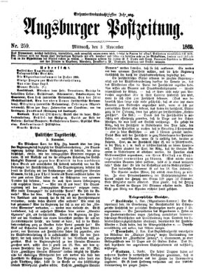 Augsburger Postzeitung Mittwoch 3. November 1869