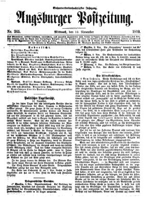 Augsburger Postzeitung Mittwoch 10. November 1869