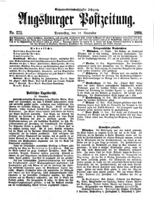 Augsburger Postzeitung Donnerstag 18. November 1869