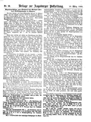 Augsburger Postzeitung. Beilage zur Augsburger Postzeitung (Augsburger Postzeitung) Samstag 13. März 1869