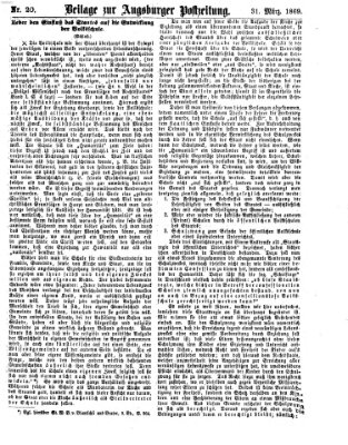 Augsburger Postzeitung. Beilage zur Augsburger Postzeitung (Augsburger Postzeitung) Mittwoch 31. März 1869