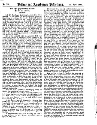 Augsburger Postzeitung. Beilage zur Augsburger Postzeitung (Augsburger Postzeitung) Mittwoch 14. April 1869