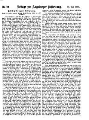 Augsburger Postzeitung. Beilage zur Augsburger Postzeitung (Augsburger Postzeitung) Freitag 16. Juli 1869