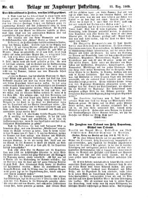 Augsburger Postzeitung. Beilage zur Augsburger Postzeitung (Augsburger Postzeitung) Mittwoch 25. August 1869