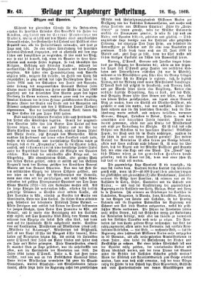 Augsburger Postzeitung. Beilage zur Augsburger Postzeitung (Augsburger Postzeitung) Samstag 28. August 1869