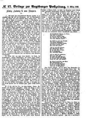 Augsburger Postzeitung. Beilage zur Augsburger Postzeitung (Augsburger Postzeitung) Samstag 21. März 1868