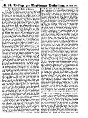 Augsburger Postzeitung. Beilage zur Augsburger Postzeitung (Augsburger Postzeitung) Montag 18. Mai 1868