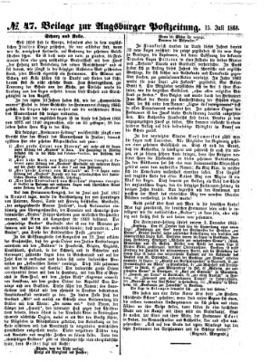 Augsburger Postzeitung. Beilage zur Augsburger Postzeitung (Augsburger Postzeitung) Mittwoch 15. Juli 1868