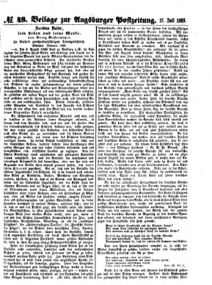 Augsburger Postzeitung. Beilage zur Augsburger Postzeitung (Augsburger Postzeitung) Freitag 17. Juli 1868