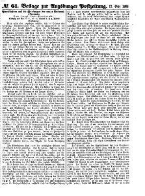 Augsburger Postzeitung. Beilage zur Augsburger Postzeitung (Augsburger Postzeitung) Samstag 12. September 1868